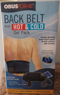 BRAND NEW ObusForme Back Belt With Hot & Cold Gel Pack