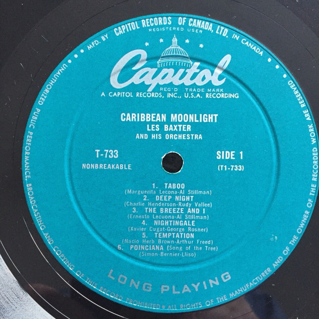 Les Baxter-Caribbean Moonlight Record in Arts & Collectibles in North Bay - Image 3