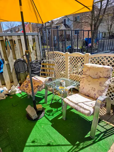 Two solid outdoor  Steel  chairs refurbished, View more