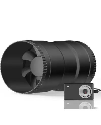 Hon&Guan 6 Inch Inline Booster Duct Fan with Speed Controller - 345 CFM Airflow with 19.2W Ultra-Low...