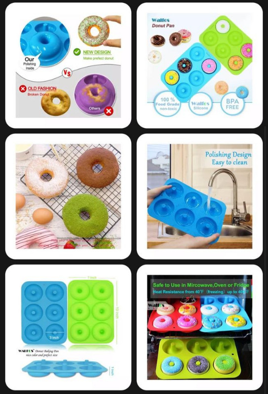Silicone donut baking molds WALFOS BRAND NEW Set of 6 in Kitchen & Dining Wares in Markham / York Region - Image 2
