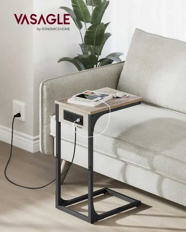 VASAGLE C-Shaped Side Table with Charging Station in Other Tables in Oshawa / Durham Region - Image 3