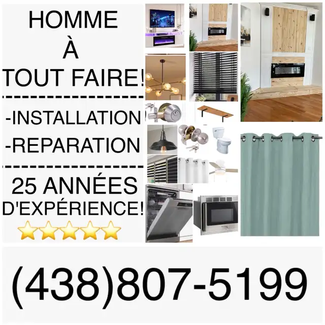 Handyman, any installation, repairs! (438) 807-5199628632505648671222