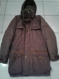 Hooded down-filled winter jacket for men - $25