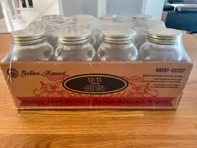 Lot de 12 pots Mason de 1 l/ Set of 12 Mason jars – 1 litre each, View more