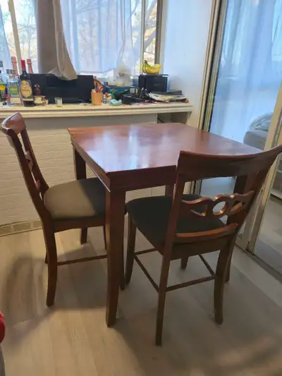 Wood dining table (+ 2 chairs) set, View more