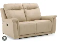 Leather power reclining sofa