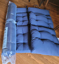 4 Navy Blue Hi-back Deck Chair Cushions
