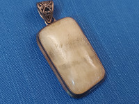Huge Vintage ''Special grey-white Stone'' Silver pendant