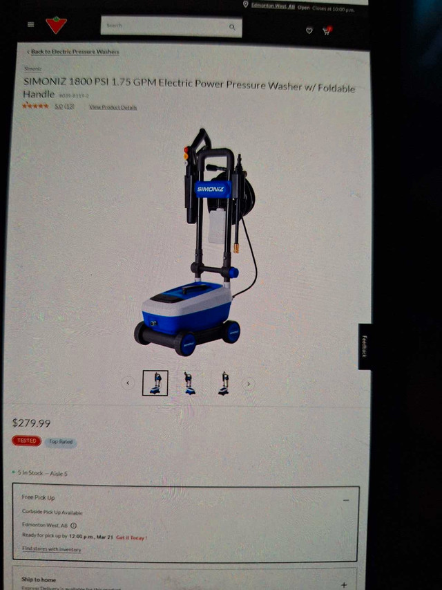 Electric pressure washer in Other in Edmonton