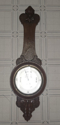 Antique scottish oak carved Barometer. Personalized.