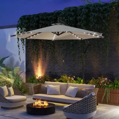 10ft Outdoor Cantilever Umbrella Banana Umbrella with Solar , View more