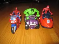 Spiderman and Hulk motorized toys