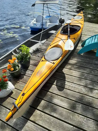 Condition: Used - Good. Lightly Used Sea Kayak with Rudder Includes Sting Ray Hybrid 220 Aqua Bound...