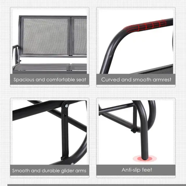 Patio Double Glider Outdoor Steel Sling Fabric Gliding Bench Gar in Patio & Garden Furniture in Markham / York Region - Image 7