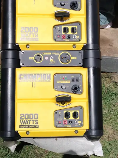 2 Champion 2000 watt inverter generators, includes Paralink stacking both to provide 4000 watts of p...