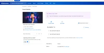 Selling a Pair of Tickets for the Max Amini show in Toronto at the Great Canadian Toronto Casino. Fi...