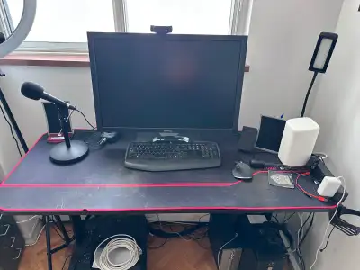 Desk, large black, 56" x 26" x 29", Inbox Zero gaming style, View more