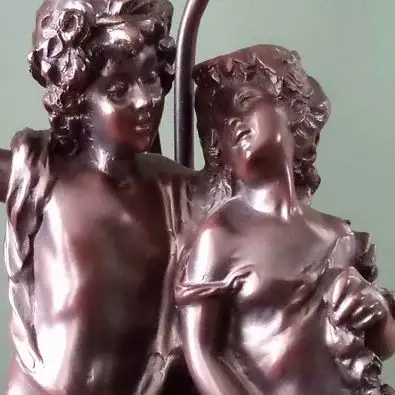 Victorian Twin Figure Metal Lamp 32 inches in height 8 inch base Male and female figures embracing L...