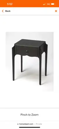 New Wilshire 20 in. Black Rectangle Wood Nightstand with 1-Drawe
