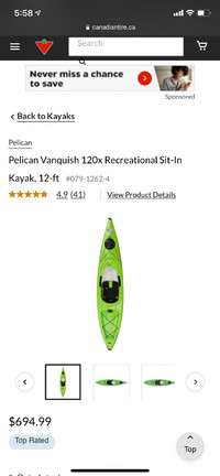 Pelican Vanquish 120x Recreational Sit-In Kayak, 12-ft