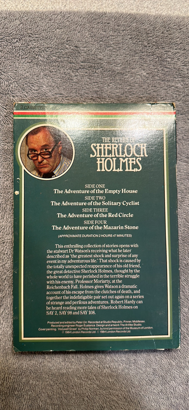 The Return Of Sherlock Holmes Book On Tape (2 Cassettes) Read By in Fiction in Ottawa - Image 2