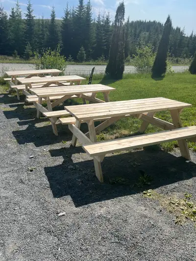 Picnic tables new. We take all payment types. I travel to Bridgewater & HFX. All payment types. We a...