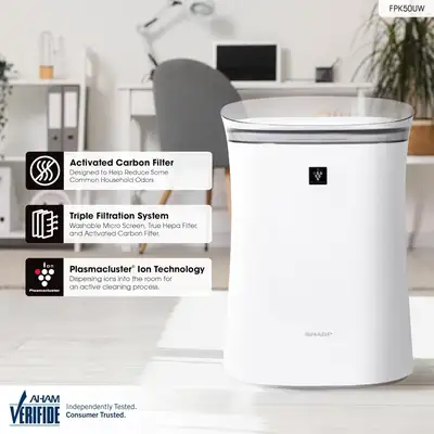 Sharp Air Purifier HEPA + Carbon Filter FPK50UW Plasmacluster, View more