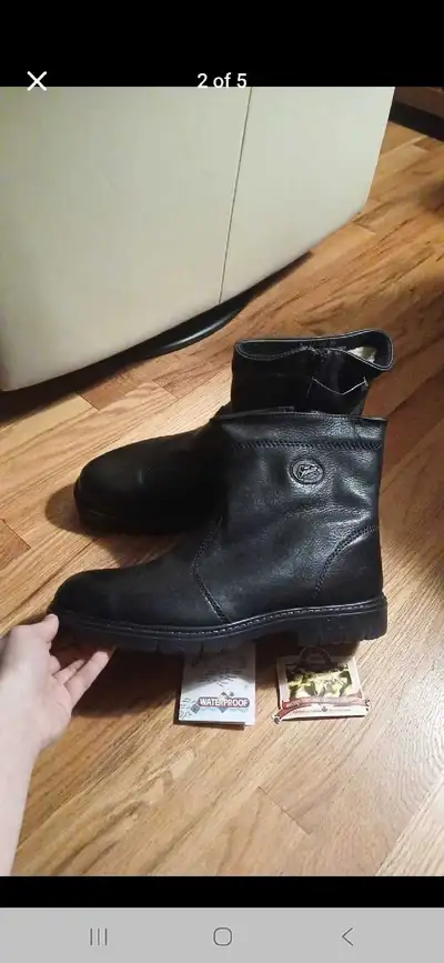 Winter Boots Men Leather Waterproof Shearling Lined Size 12 NEW, View more