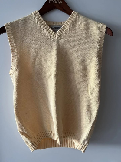 Lands End Drifter Golden Yellow Sweater Vest Chunky Cotton S/M, View more