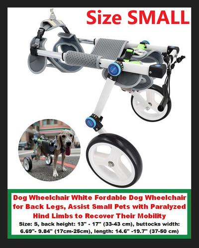 (NEW) Dog Foldable Wheelchair White Back Legs Assist Small Pets, View more