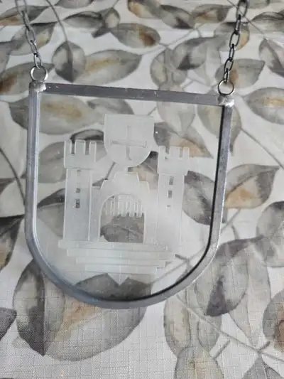 Etched Glass Castle Suncatcher with Hanging Chain, View more