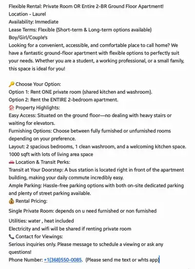 Please check picture or contact me , please send me direct message or whats app Thank you Short term...