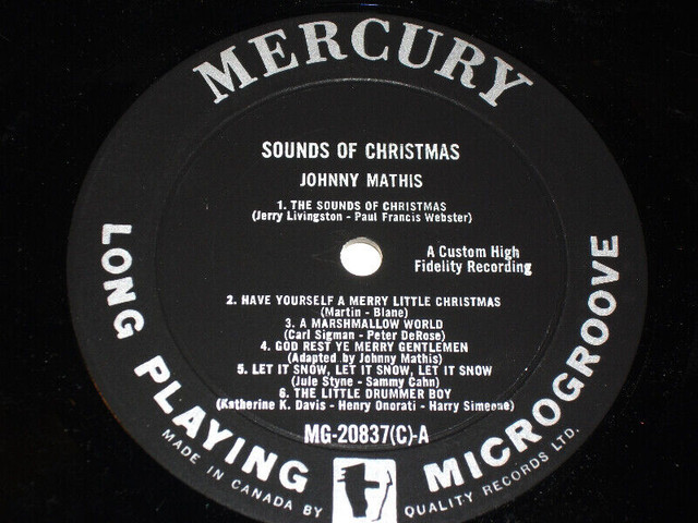 Johnny Mathis - Sounds of Christmas (1963)  LP dans CD, DVD et Blu-ray  à Ville de Montréal - Image 3