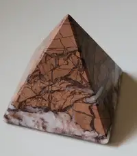 Vintage  Natural Brown & White Marble Pyramid Paperweight