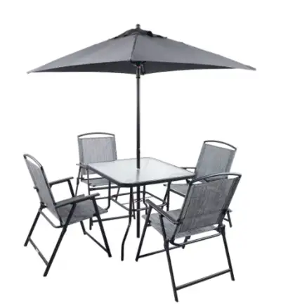 BRAND NEW - 6 Piece Patio Dining Set with Umbrella, View more