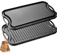 NUTRICHEF Reversible Cast Iron Griddle Grill Pan  