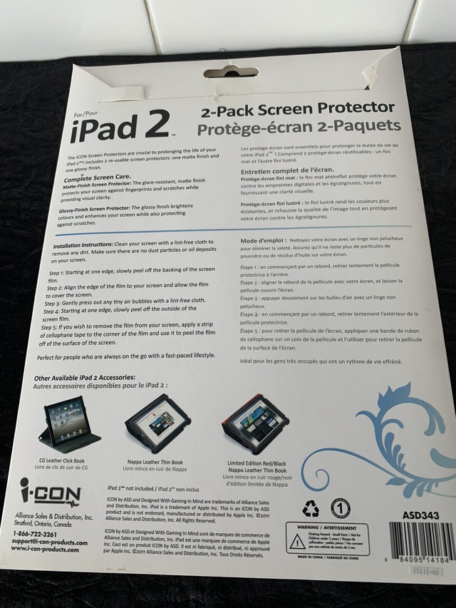 I-CON iPAD 2 Glossy Finish Screen Protector in iPads & Tablets in Regina - Image 2