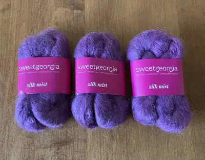3 Skeins 25g Each Sweet Georgia Silk Mist 60% Fine Kid Mohair, 40% Cultured Silk Yarn, Mulberry. 60%...