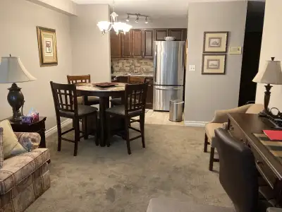 Fully furnished condo for rent. Includes all utilities, pots, pans, linens, internet, underground pa...