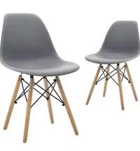 NEW 2 Modern Mid-Century Dining Chair, Grey