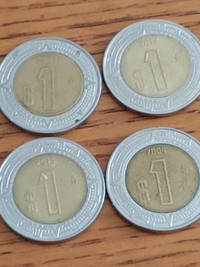 4 MEXICO 1 PESO COINS