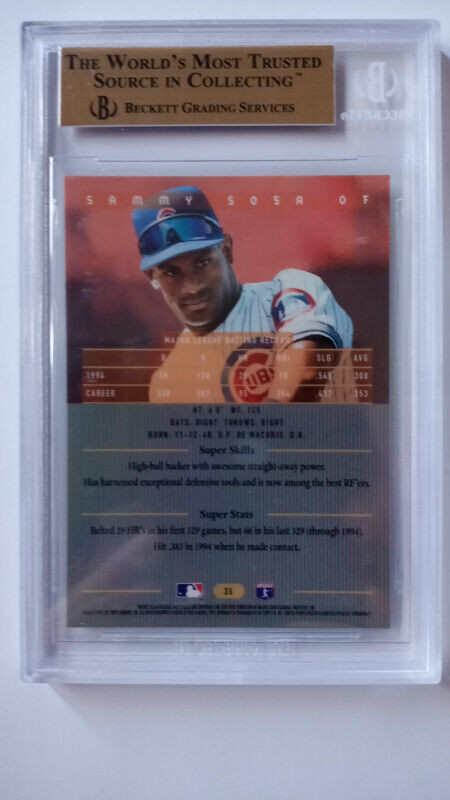 1995 BOWMAN'S BEST SAMMY SOSA BGS 9.5 Gem Mint graded Chicago in Arts & Collectibles in St. Catharines - Image 4