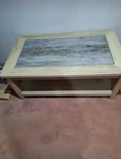 Two-Tone Wood Coffee Table with Storage Shelf, View more