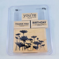 Stamp Set Stampin’ Up! Upsy Daisy Thank You Birthday Wood Mount