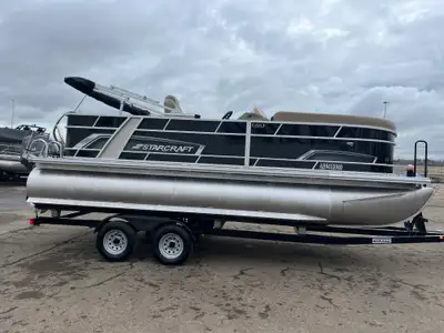 New condition 2023 Starcraft Pontoon boat, 20' long boat (22' including motor) 8.5' wide, 70hp 4 str...