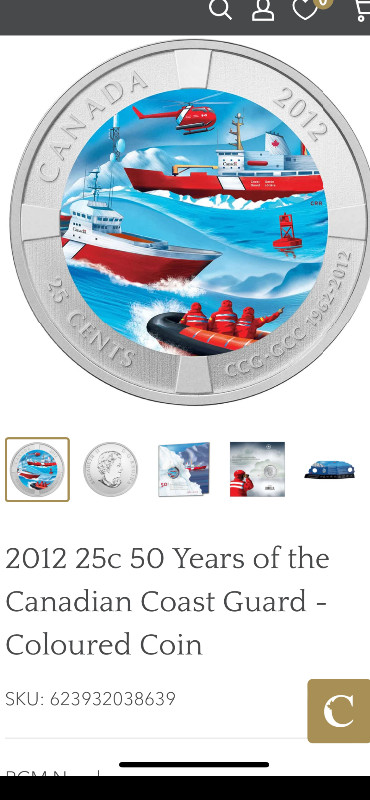 2012 Royal Canadian Mint 50th Anniversary of coast guard coin in Arts & Collectibles in St. John's