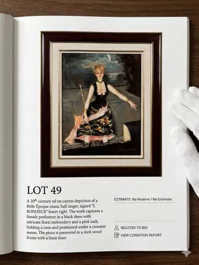 Striking Belle Époque Parisian Cabaret Oil Painting, View more