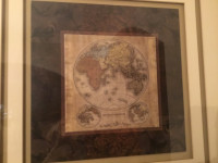 Wall art.  Picture of Eastern and western hemisphere.