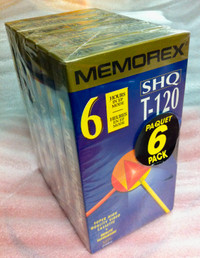 Memorex VHS Tapes 6 Pack T-120 HS Blank 6 Hours Video NEW